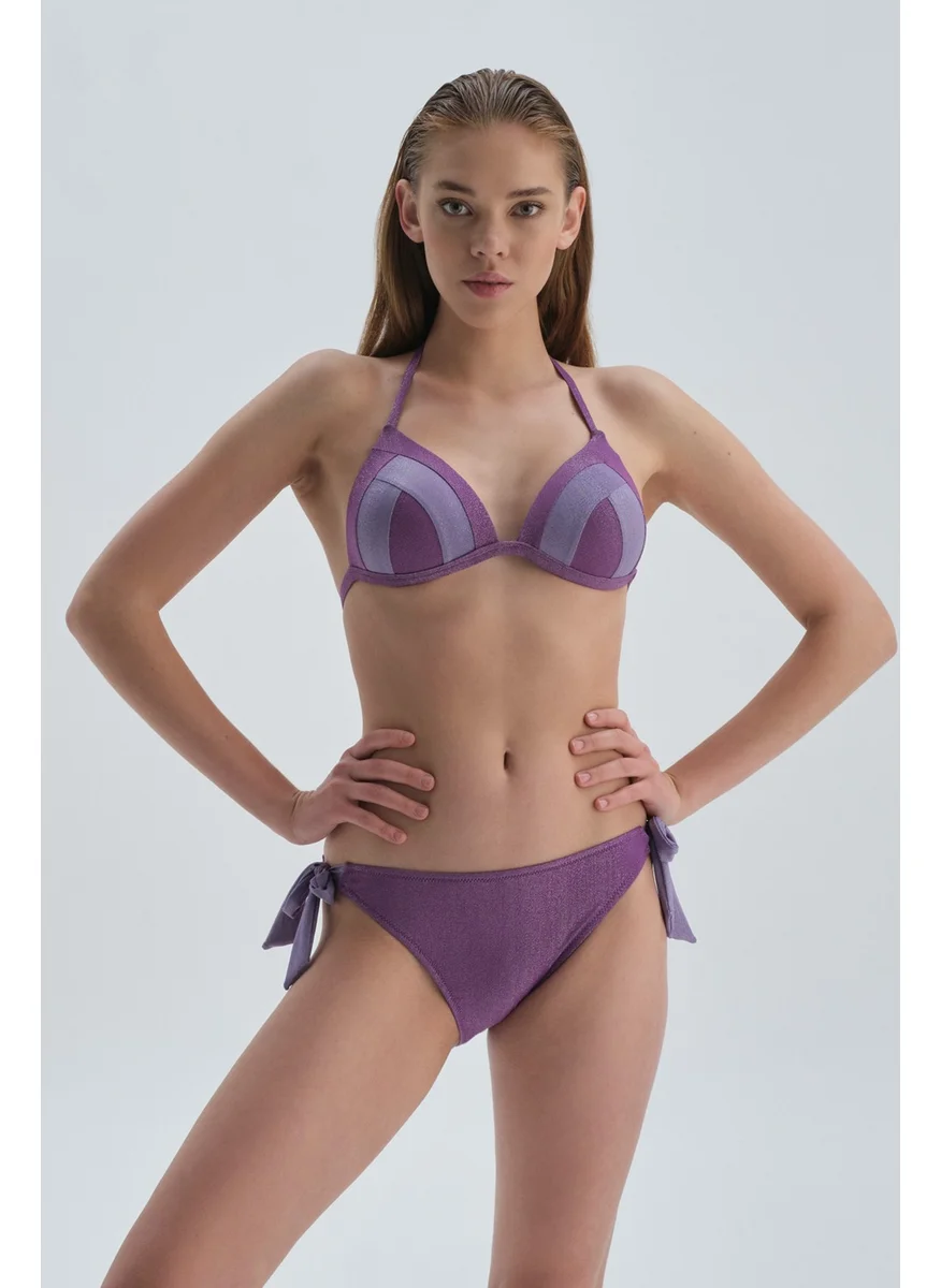 داجي Purple Triangle Covered Bikini Top