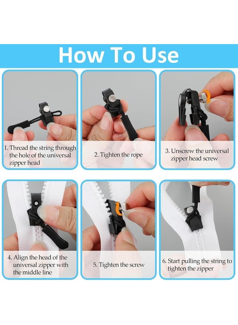 Happy Home 12 Pcs Zipper Repair Kit with 3 Different Sizes Replacement Zipper Pull Heads – Quick Install Detachable Zip Slider No Sewing Required – Universal Fix for Jackets, Bags, Luggage, Backpacks and Clothing – Compatible with Metal and Plastic Zippers for Fast DIY Repair Solution - Image 2