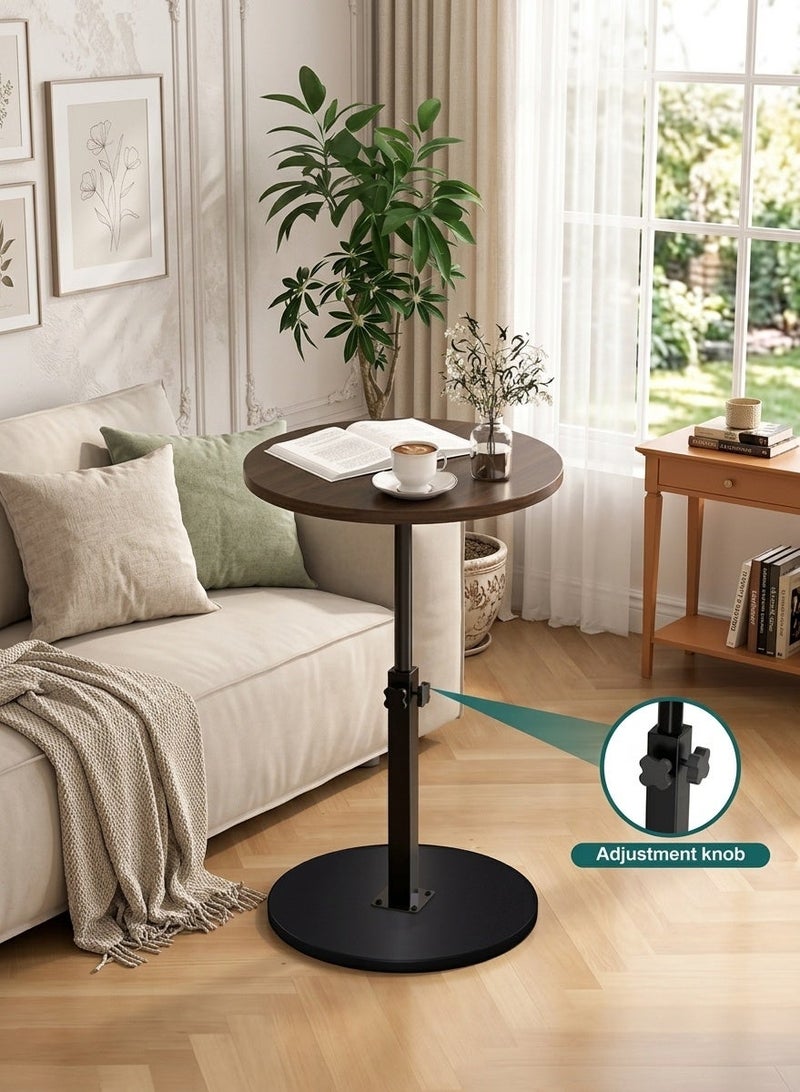 XiuWoo Height Adjustable Side Table Modern Round End Table Small Bedside Table for Living Room Nightstand for Bedroom Corners and Office - Image 1