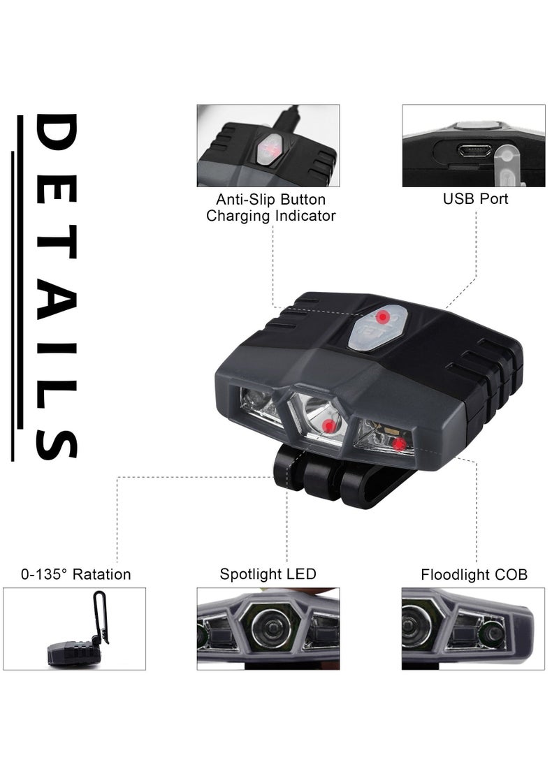Ultra Bright Mini Hands Free LED Clip on Cap Light - Rechargeable Waterproof Hat Light Flashlight Headlamp for Fishing Camping Hand Work Baseball Caps(Black)  - Image 3