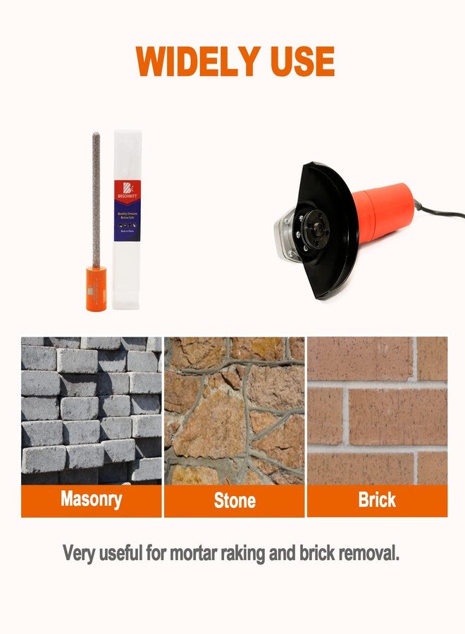 BRSCHNITT Diamond Mortar Raking Bit,BRSCHNITT 5/16 Inch x 4 Inch Diamond Mortar Router with 5/8-11 Thread for Mortar Raking Tuck Pointing Granite Marble Concrete Masonry Stone Removals (8x100mm) - Image 4
