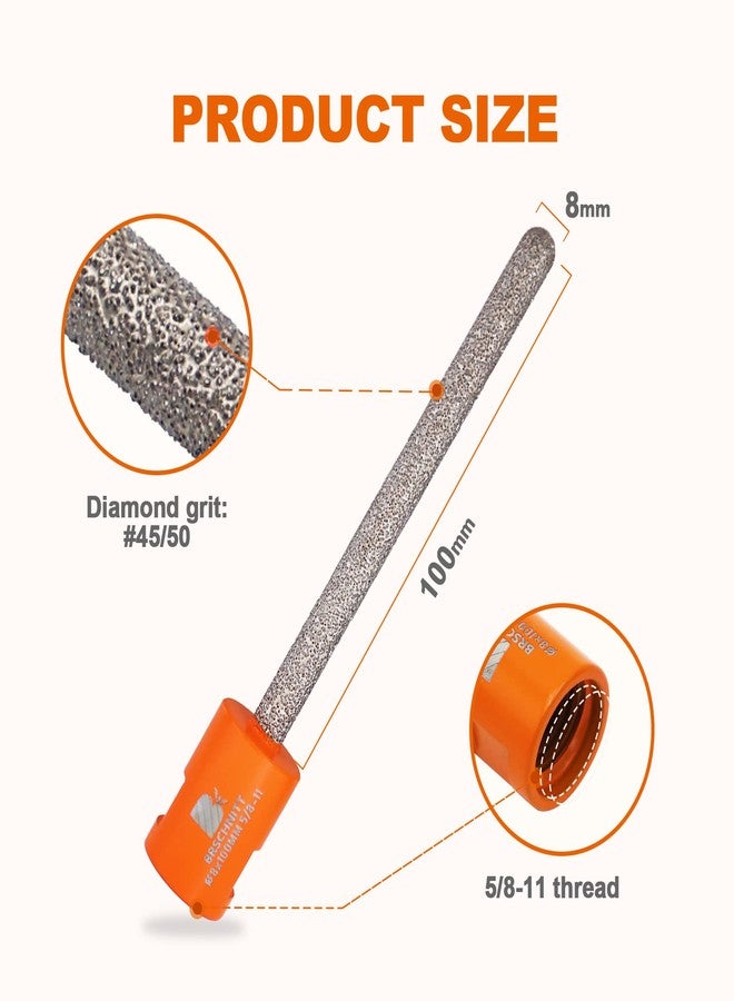 BRSCHNITT Diamond Mortar Raking Bit,BRSCHNITT 5/16 Inch x 4 Inch Diamond Mortar Router with 5/8-11 Thread for Mortar Raking Tuck Pointing Granite Marble Concrete Masonry Stone Removals (8x100mm) - Image 2