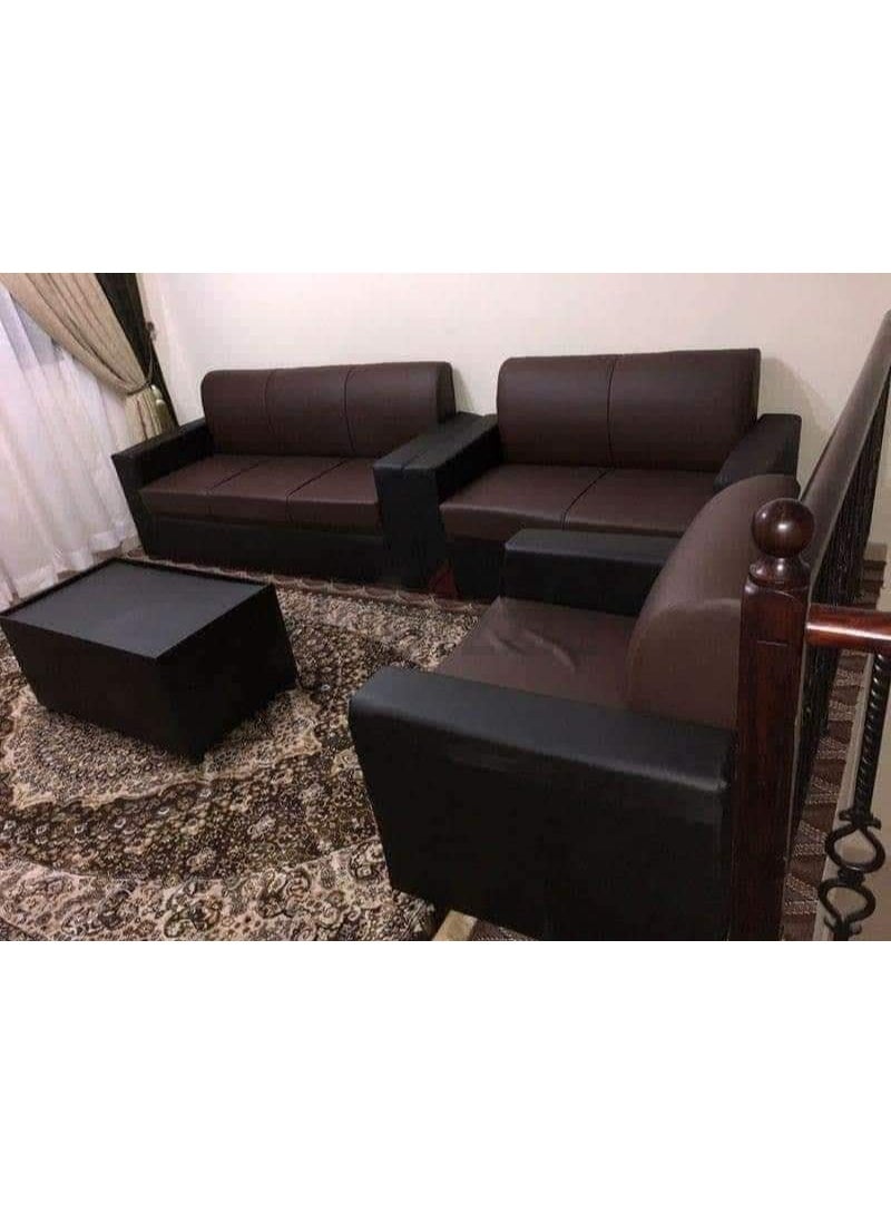 البستان جلد أسود قوي، 6 مقاعد، 3+2+1