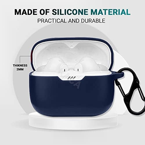 KACA Protective Shockproof Silicone Cover Case with Buckle Compatible with JBL Tune 130NC TWS (Midnight Blue) - Image 5