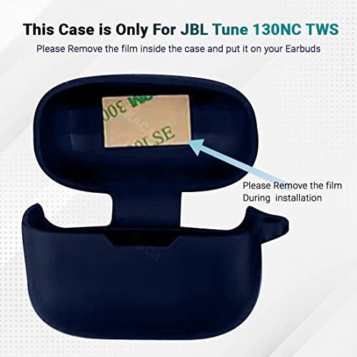 KACA Protective Shockproof Silicone Cover Case with Buckle Compatible with JBL Tune 130NC TWS (Midnight Blue) - Image 3