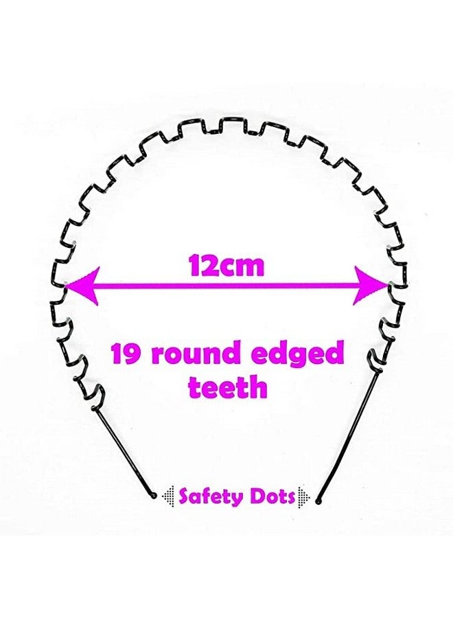 Dreamlover Metal Zigzag Headband for Men Women's Unisex Black Wavy Spring Sports Headband for Boys Girls Hoop Clips Accessories Elastic Non Slip Outdoors (Pack of 2) - Image 2