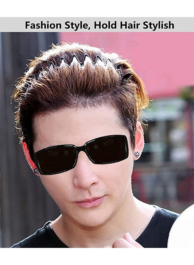 Dreamlover Metal Zigzag Headband for Men Women's Unisex Black Wavy Spring Sports Headband for Boys Girls Hoop Clips Accessories Elastic Non Slip Outdoors (Pack of 2) - Image 5