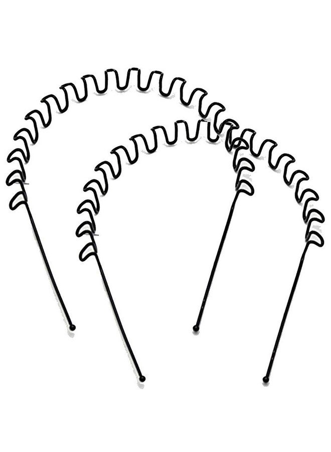 Dreamlover Metal Zigzag Headband for Men Women's Unisex Black Wavy Spring Sports Headband for Boys Girls Hoop Clips Accessories Elastic Non Slip Outdoors (Pack of 2) - Image 1