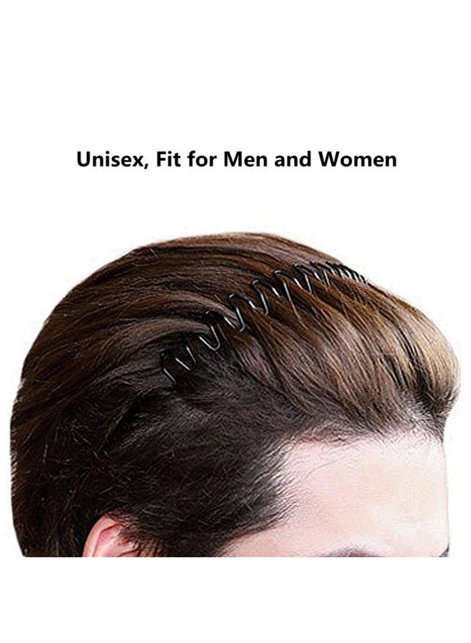 Dreamlover Metal Zigzag Headband for Men Women's Unisex Black Wavy Spring Sports Headband for Boys Girls Hoop Clips Accessories Elastic Non Slip Outdoors (Pack of 2) - Image 3