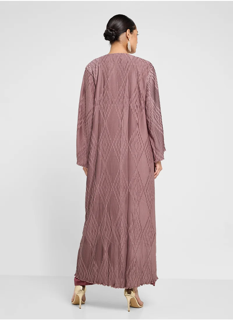 hayas closet V neck pleated Abaya with Sheila