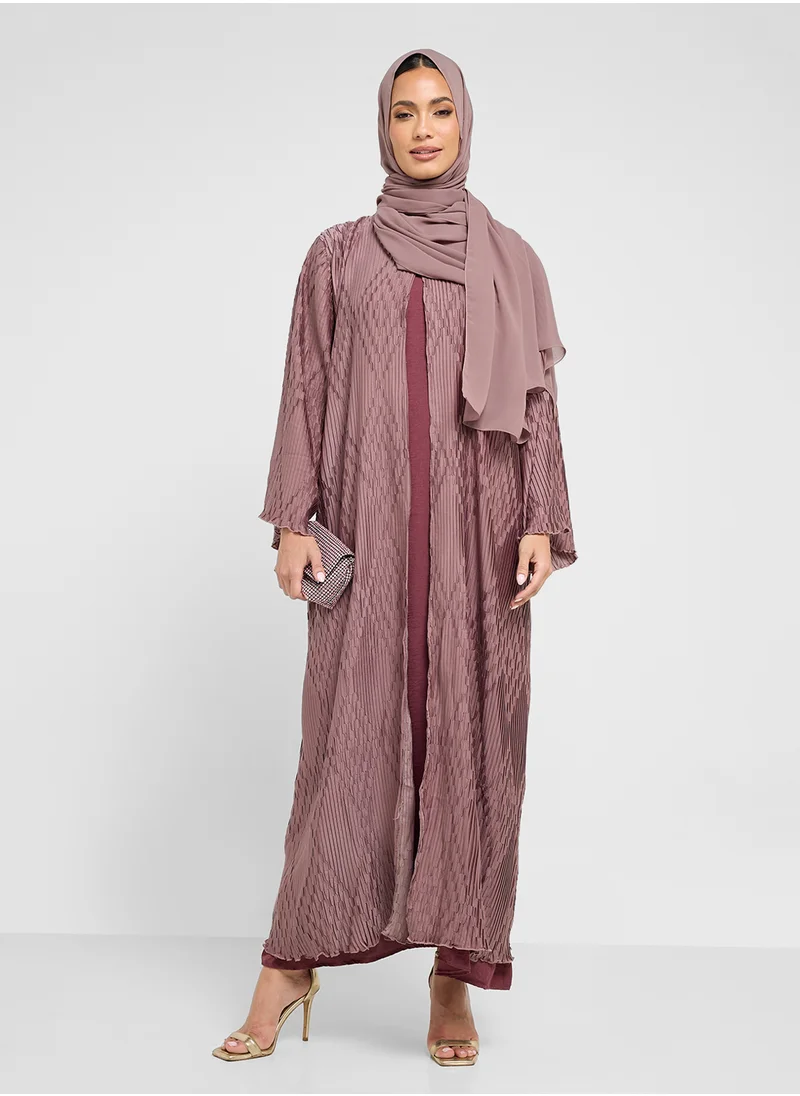 hayas closet V neck pleated Abaya with Sheila