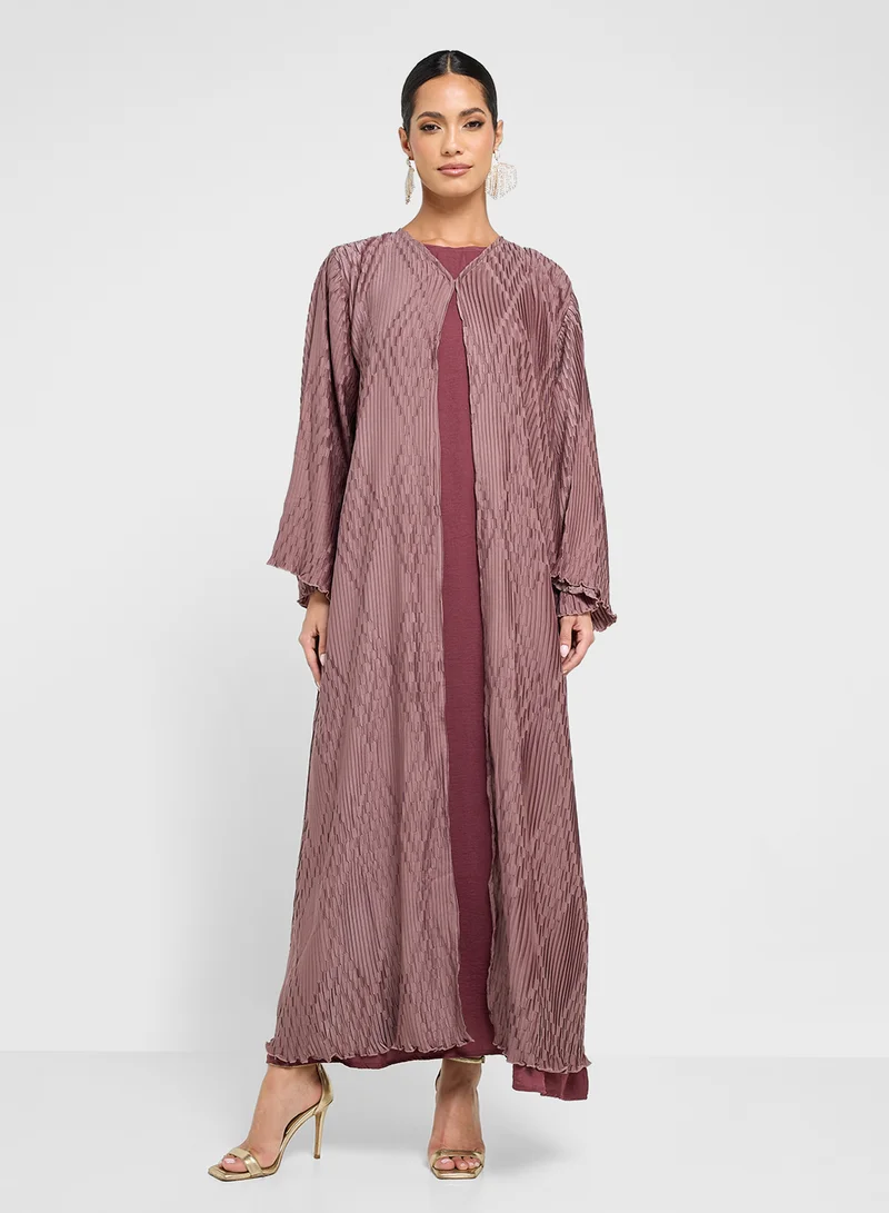 hayas closet V-Neck Printed Straight Sleeve Abaya
