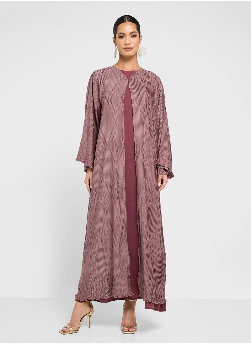 hayas closet V-Neck Printed Straight Sleeve Abaya  - Image 5
