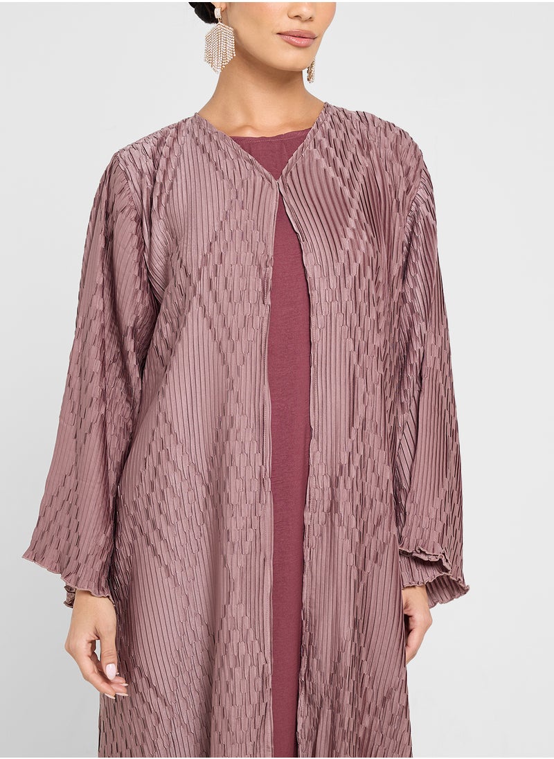 hayas closet V-Neck Printed Straight Sleeve Abaya  - Image 3