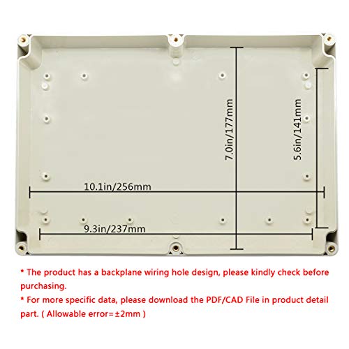 LeMotech Waterproof Dustproof IP65 ABS Plastic Junction Box Universal Electric Project Enclosure Pale Gray 10.4 x 7.2 x 2.4 inch (263 x 182 x 60 mm) - Image 5