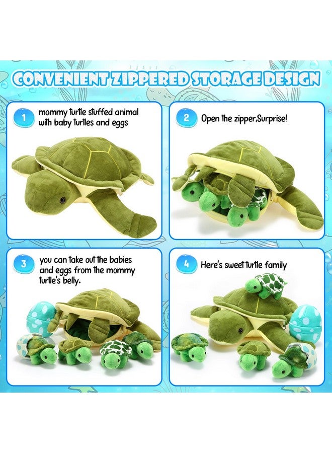 Aoriher 6 Pieces Turtle Stuffed Animal Set 12 Inch Stuffed Sea Turtle Mom with 3 Little Plush and 2 Plush Eggs Soft Body Pillow Toys Tortoise Hugging for Sea Animal Lovers(Classic) - Image 3