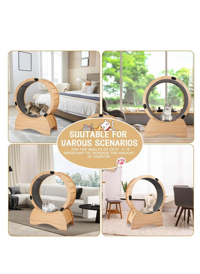 Pink Demon Cat Exercise Wheel for Indoor Cats, Cat Running Wheel with Silent Roller, Cat Treadmill Wheel, Nature Wood ,Love Kitty Running Toy Walking Training for Fitness Weight Loss Device Suitable for Most Cats Physical Exercise Activity  - Image 5