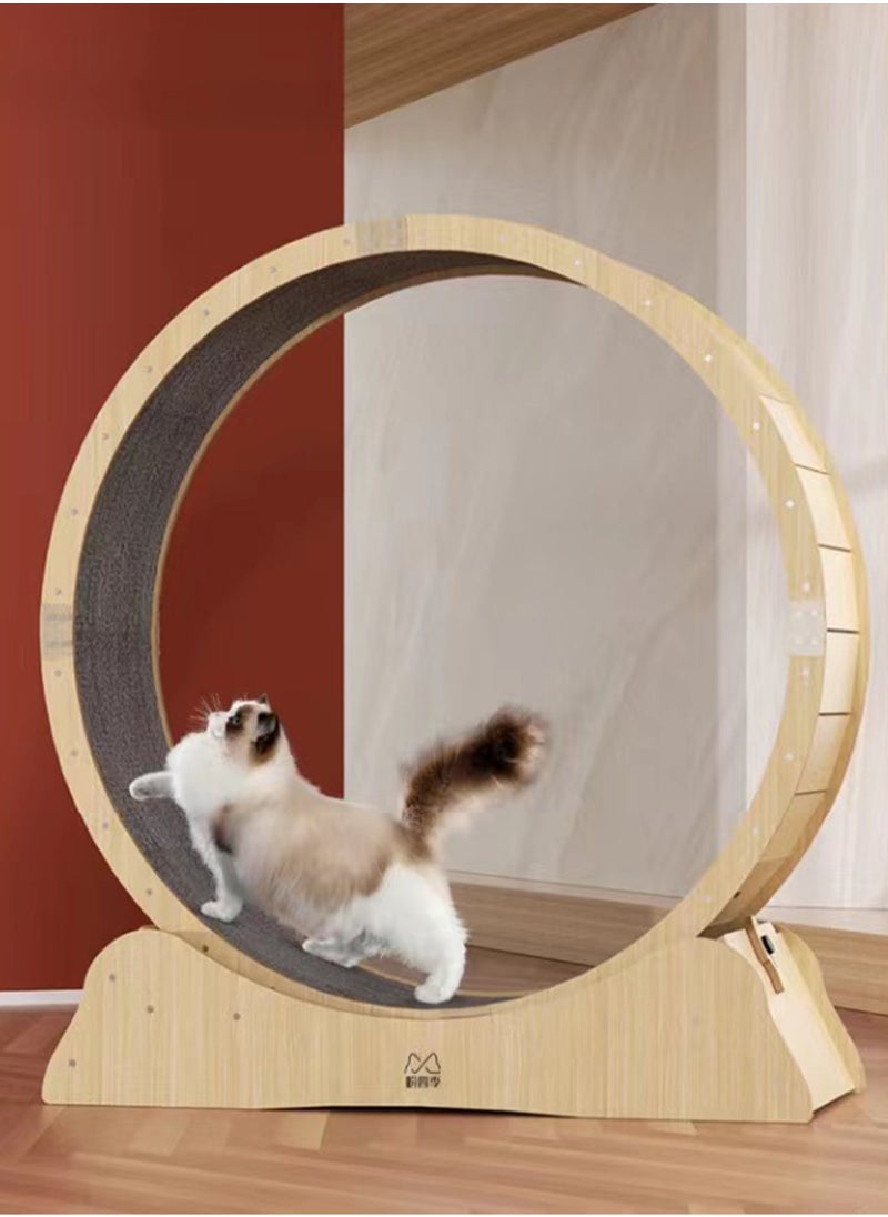 Pink Demon Cat Exercise Wheel for Indoor Cats, Cat Running Wheel with Silent Roller, Cat Treadmill Wheel, Nature Wood ,Love Kitty Running Toy Walking Training for Fitness Weight Loss Device Suitable for Most Cats Physical Exercise Activity  - Image 2