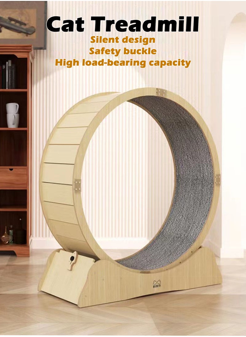 Pink Demon Cat Exercise Wheel for Indoor Cats, Cat Running Wheel with Silent Roller, Cat Treadmill Wheel, Nature Wood ,Love Kitty Running Toy Walking Training for Fitness Weight Loss Device Suitable for Most Cats Physical Exercise Activity  - Image 4