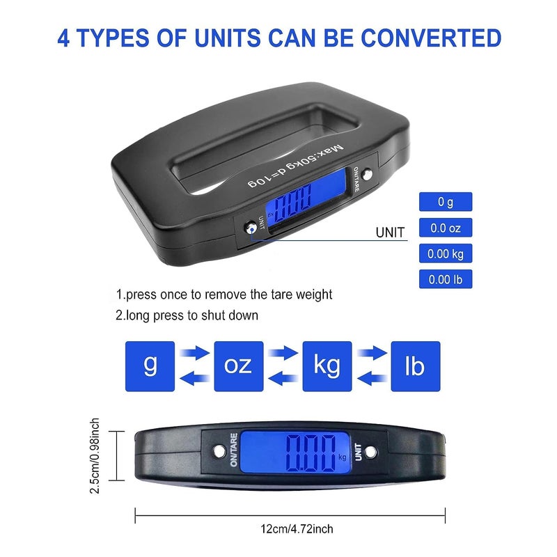 Fadman Luggage Scale with Grip - Travel Luggage Scale - Portable Digital Luggage Weight Scale - Lagguages Bag Scale - Suitcase Hanging Weighing Electronic Travel Scale - 50kg 110 Pound Capacity - Image 5