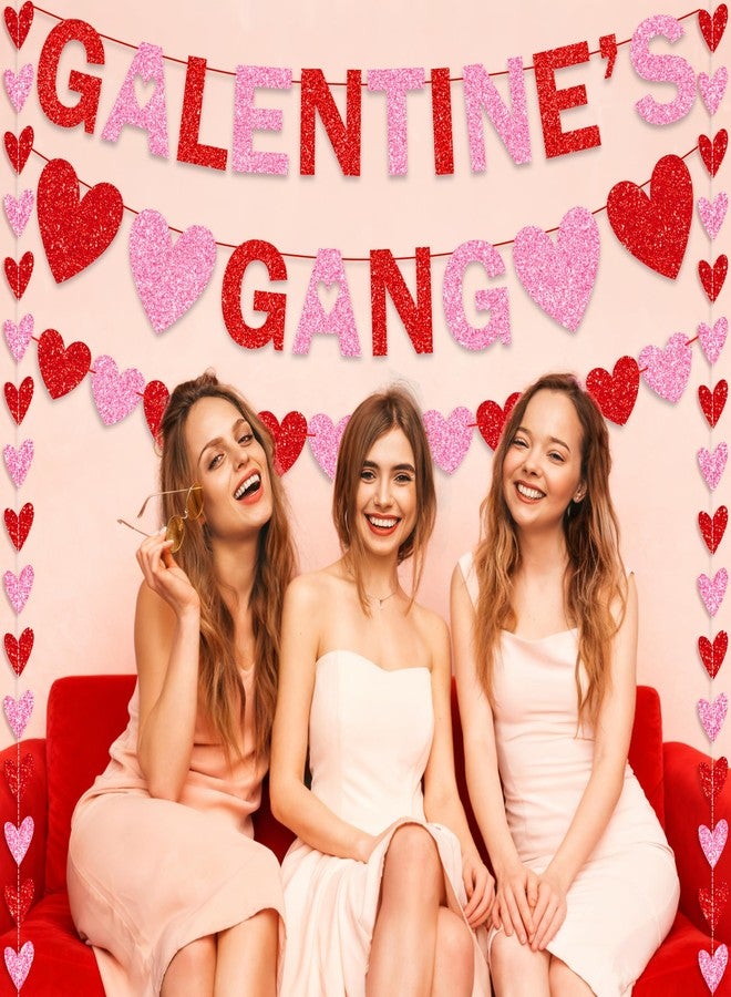 HALOGATE Galentines Decorations Set, NO DIY, Includes Galentine’s Day Letter Banner, Heart Hanging String Garlands,Galentines Day Party Decor, for Girl Lady Night Galentines Sign Backdrop - Image 4