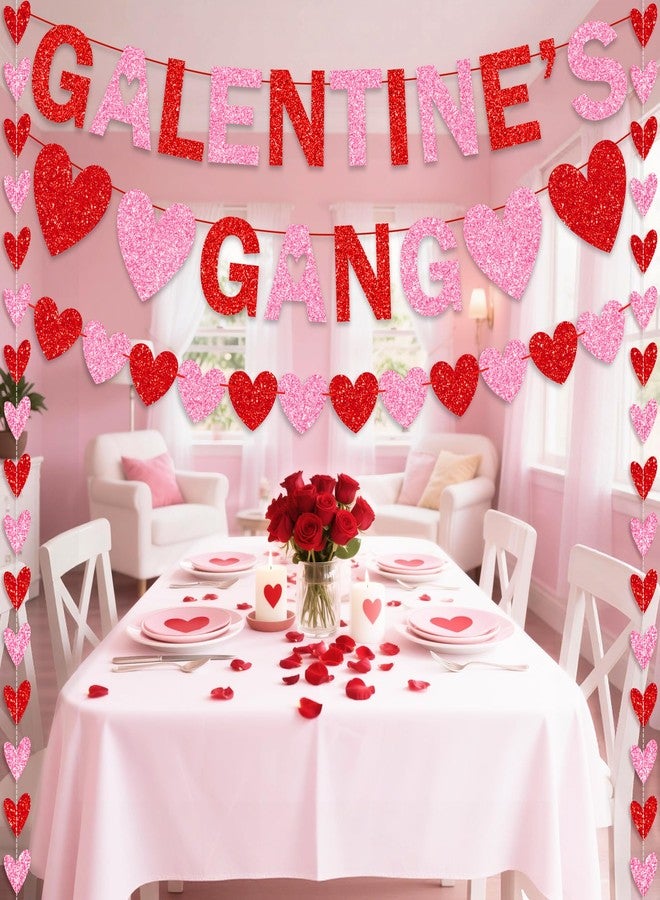 HALOGATE Galentines Decorations Set, NO DIY, Includes Galentine’s Day Letter Banner, Heart Hanging String Garlands,Galentines Day Party Decor, for Girl Lady Night Galentines Sign Backdrop - Image 5