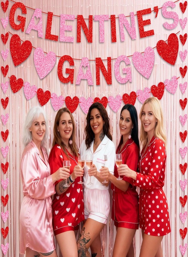 HALOGATE Galentines Decorations Set, NO DIY, Includes Galentine’s Day Letter Banner, Heart Hanging String Garlands,Galentines Day Party Decor, for Girl Lady Night Galentines Sign Backdrop - Image 3