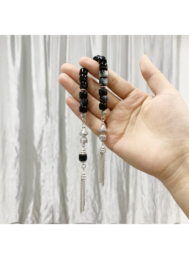 NIBEMINENT 15 Muslim Prayer Beads Black/10mm 
