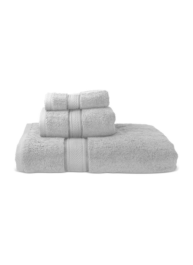 Hotel Linen Klub Hotel Linen Klub LUXURY PACK of 3  Bathroom Towel Sets -100% Cotton 650 GSM Terry Dobby Border Ring Spun -Super Soft ,Quick Dry,Highly Absorbent,Bath Towel,Hand Towel and Face Towel,Silver  - Image 1