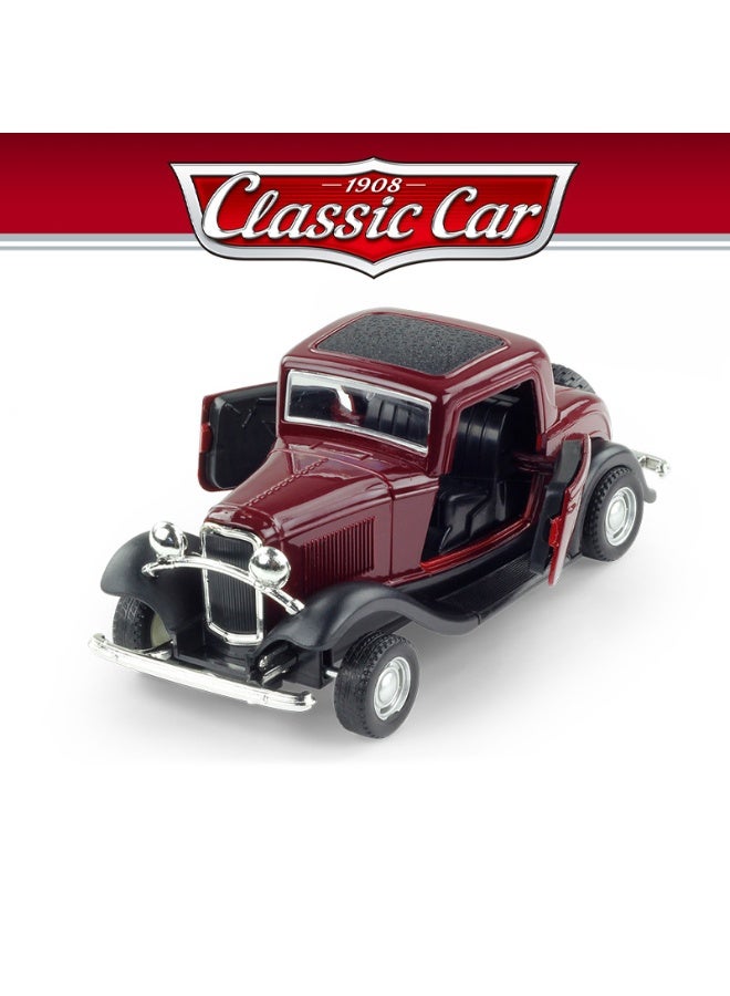 هالامودو 1:32 محاكاة سبيكة الرياضة نموذج السيارة الكلاسيكية, سحب العودة سبيكة نموذج السيارة لعبة , تصميم الباب القابل للفتح , لعبة رائعة نموذج السيارة, سبيكة الرياضة القديمة مجموعة لعبة السيارة الزخرفة, هدية عيد ميلاد مثالية للفتيان والبنات, لجمع وعرض, الأحمر / الأسود ,13.1 * 4.5 * 5 سم - Image 1