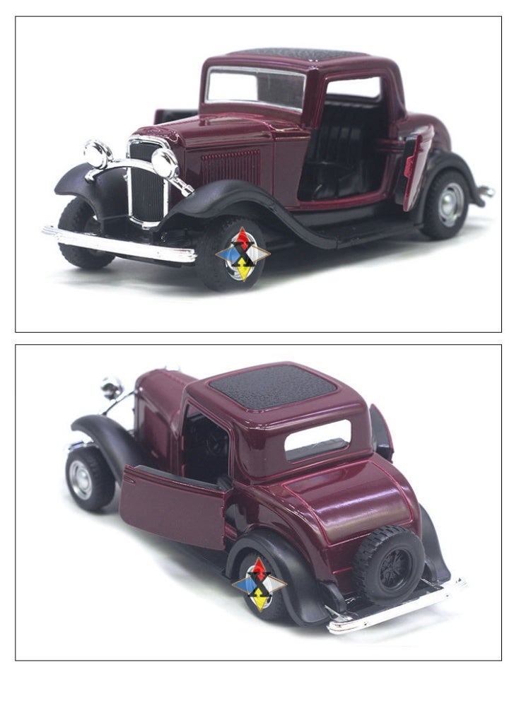 هالامودو 1:32 محاكاة سبيكة الرياضة نموذج السيارة الكلاسيكية, سحب العودة سبيكة نموذج السيارة لعبة , تصميم الباب القابل للفتح , لعبة رائعة نموذج السيارة, سبيكة الرياضة القديمة مجموعة لعبة السيارة الزخرفة, هدية عيد ميلاد مثالية للفتيان والبنات, لجمع وعرض, الأحمر / الأسود ,13.1 * 4.5 * 5 سم - Image 2