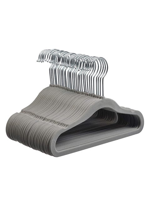 Baby Velvet Clothes Hanger, 50 Pack, Ultra-Thin Space Saving Organizers, Non-Slip Nursery Hangers for Babies, Infants, Toddlers and Kids (Grey)