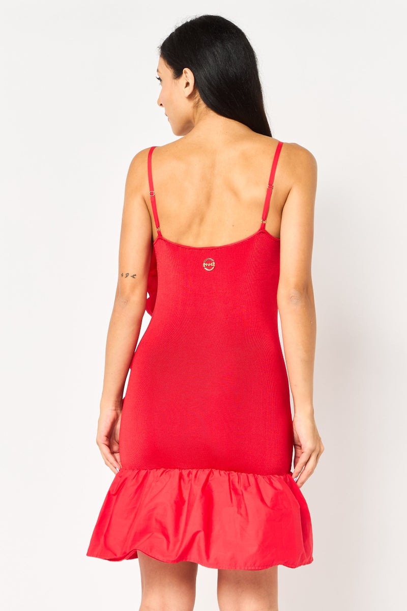 PINKO Women Solid Mini Dress, Red - Image 4