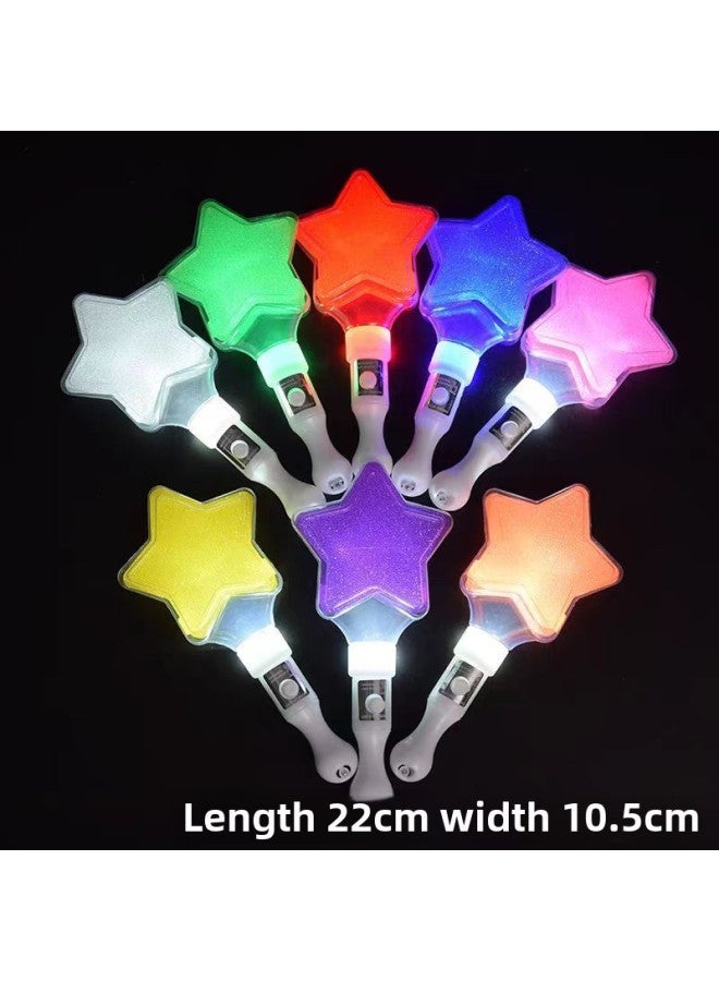 Short Flash Stick Love Stick Five-pointed Star Stick Short Luminous Stick Toy Concert Light Stick Can Be Advertised-Color:Short Five-pointed Star Light Stick Color Mixed Hair - Image 1