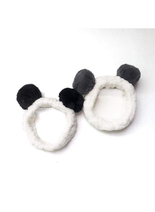 Co-link 2Pcs Fashion Face Wash Panda Animal Ears Hair Band Panda Elastic Headbands For Girls Makeup Face Washing Headband Hairdo Facial Mask Hairband Hair Accessory  - Image 3