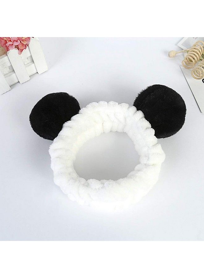 Co-link 2Pcs Fashion Face Wash Panda Animal Ears Hair Band Panda Elastic Headbands For Girls Makeup Face Washing Headband Hairdo Facial Mask Hairband Hair Accessory  - Image 4