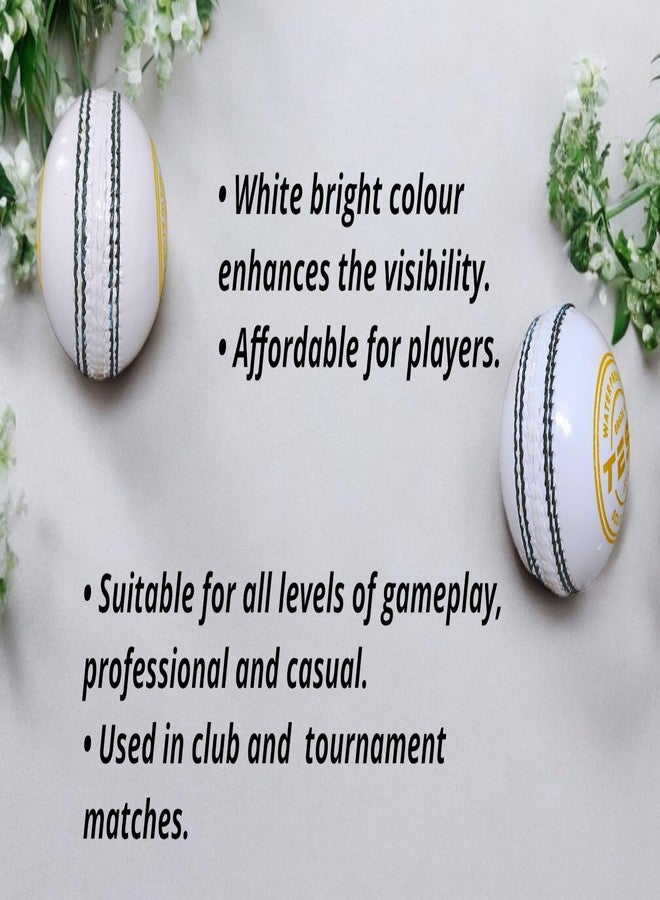 Aarav Leather Ball 4 Piece (Parts) White Cricket Ball for 50 Overs, Pack of 1, Professional Cricket Ball, Hand Stitched Ball - Image 5