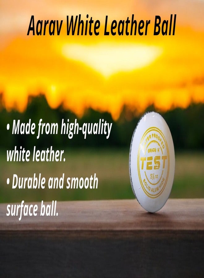 Aarav Leather Ball 4 Piece (Parts) White Cricket Ball for 50 Overs, Pack of 1, Professional Cricket Ball, Hand Stitched Ball - Image 4