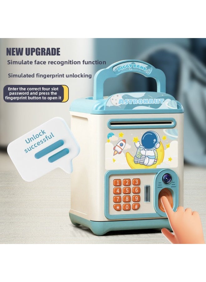 Generic Children's Piggy Bank Can Store Desirable Combination Lock Fingerprint Electric Ins High Color Value Year Gift Birthday Boys And Girls-Color:Blue-astronaut [charging Model]  - Image 4