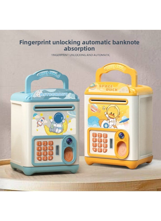 Generic Children's Piggy Bank Can Store Desirable Combination Lock Fingerprint Electric Ins High Color Value Year Gift Birthday Boys And Girls-Color:Blue-astronaut [charging Model]  - Image 2