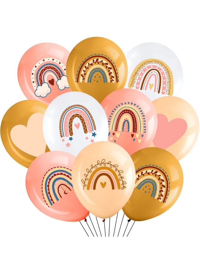 Zomiboo 45 Pcs Boho Rainbow Balloons 9 Styles Baby Shower Party Decorations Rainbow Heart Latex Balloons Bohemian Theme Decor for Birthday Wedding Neutral Happy Supplies - Image 1