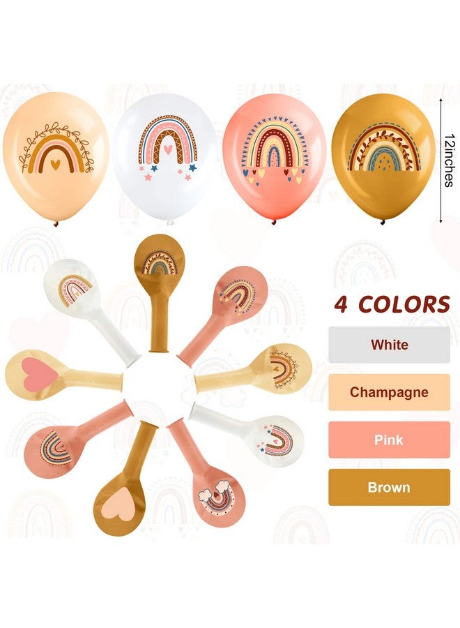 Zomiboo 45 Pcs Boho Rainbow Balloons 9 Styles Baby Shower Party Decorations Rainbow Heart Latex Balloons Bohemian Theme Decor for Birthday Wedding Neutral Happy Supplies - Image 2