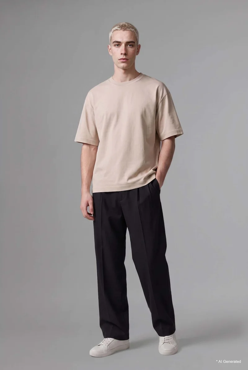 Pleated Barrel Trousers with Belt