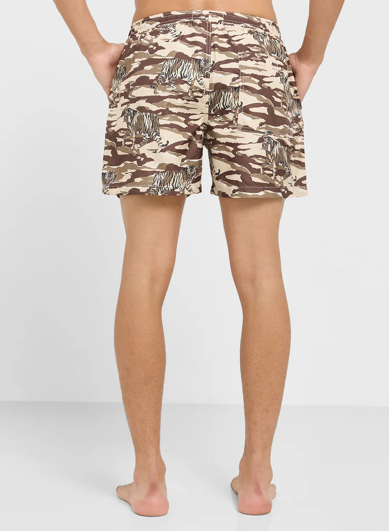 BRAVE SOUL Printed Swimshorts