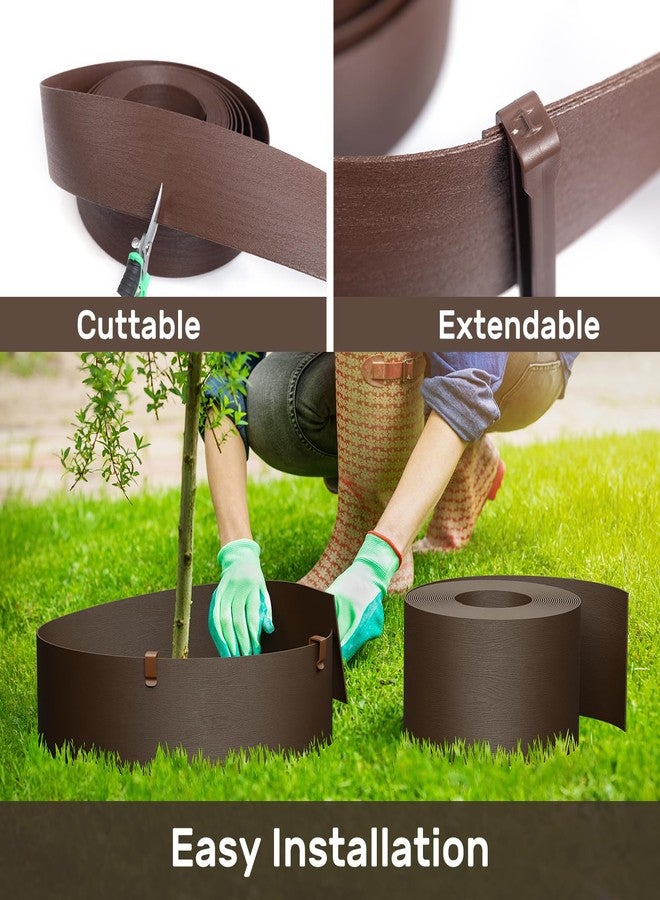 AGTEK 60FT Plastic Landscape Edging Coil Kit, 4 inch High Terrace Board Garden Edging Border with 18 Stakes - Image 4