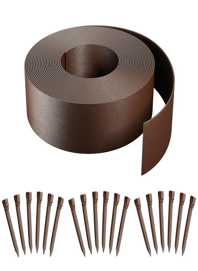 AGTEK 60FT Plastic Landscape Edging Coil Kit, 4 inch High Terrace Board Garden Edging Border with 18 Stakes - Image 1
