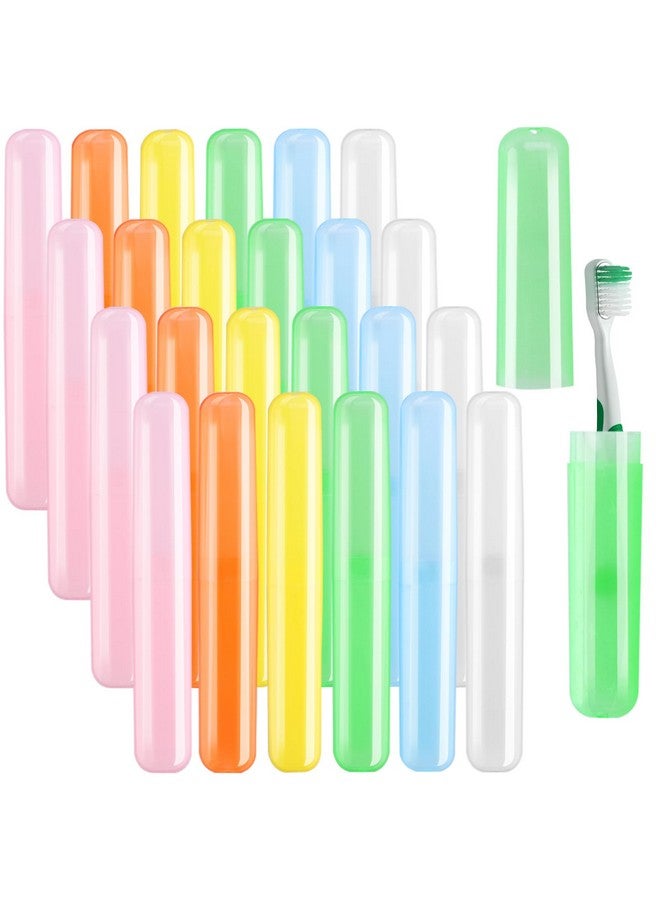 HOFASON 24PCS Large Travel Toothbrush Case Holder, Toothbrush Holders Bulk, Kids Classroom Plastic Pencil Case 8x1.2x0.8 inches, Portable Toothpaste Case Cover Protector for Travel Use (6 Colors) - Image 1
