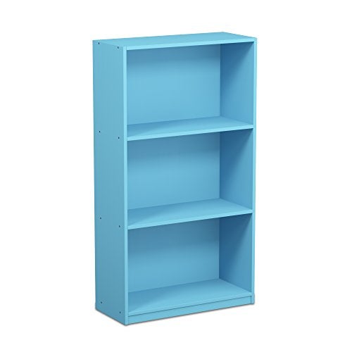 Furinno FURINNO Basic 3Tier Bookcase Storage Shelves Light Blue