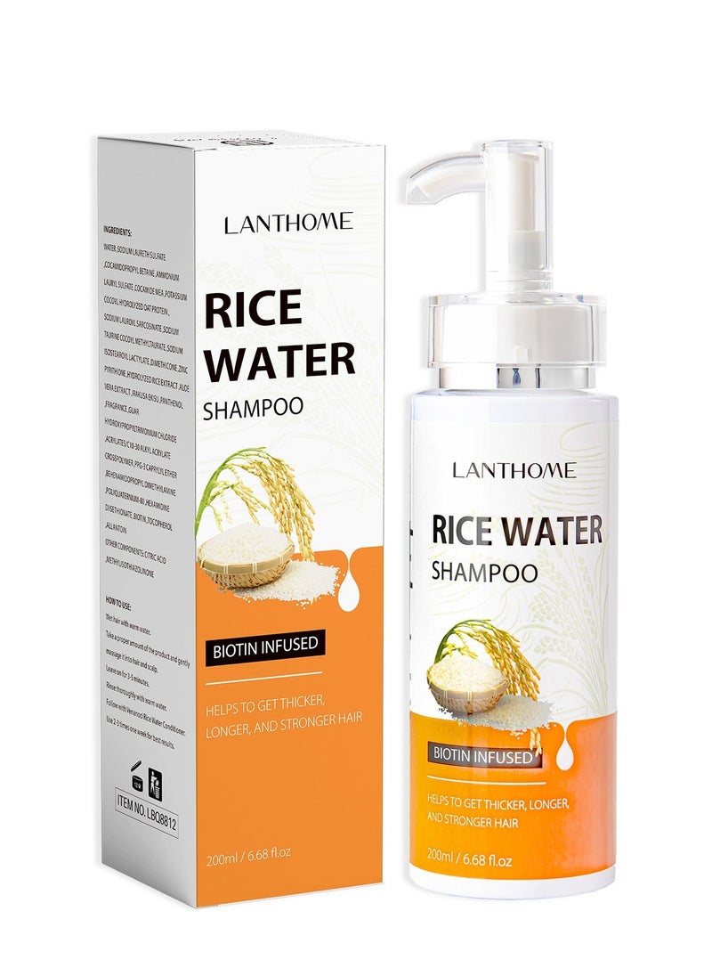 Lanthome Rice Water Shampoo, Hair Regeneration Shampoo, Rice Essence Shampoo, Can Prevent Hair Loss, Nourish and Repair Damaged Hair, Thin Hair and Baldness, And Promote Hair Growth 200ml - Image 1
