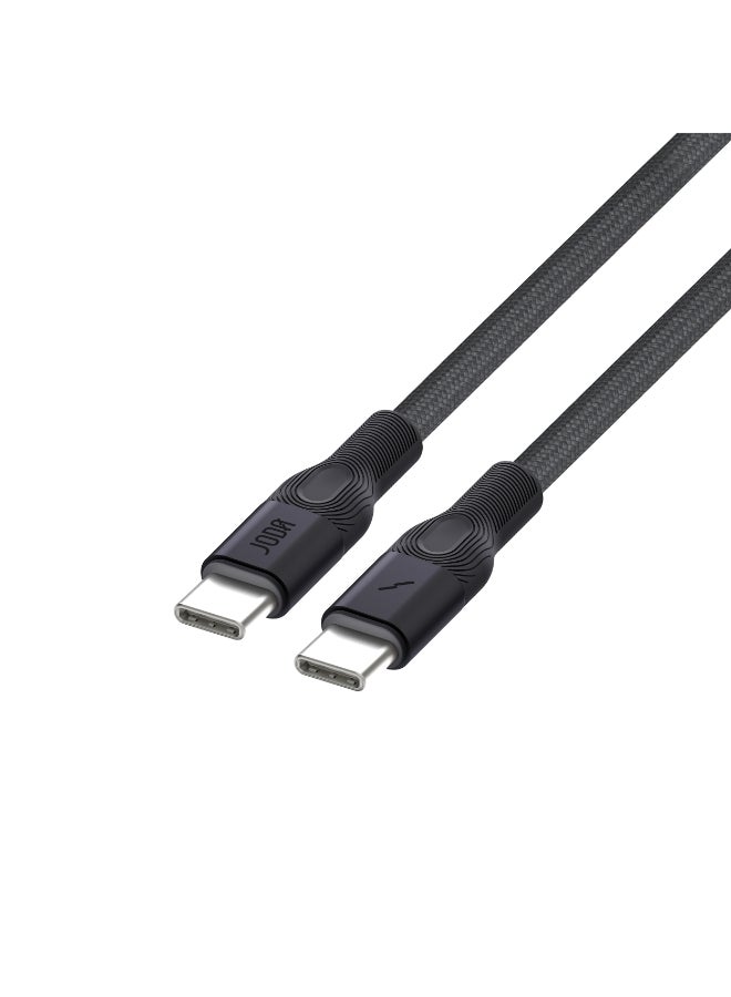 جودا كيبل جودا فليكس 60W أسود⚡ يوفر لك شحنًا سريعًا وآمنًا باستخدام كيبل سي - سي نايلون مجدول بمتانة عالية 💪 وطول 1.2 متر. مثالي لجميع الأجهزة التي تدعم USB-C 🔌. اللون الفضي اللامع يضفي لمسة مميزة وعصرية على الأداة ✨. اشحن بسرعة وكفاءة مع هذا الكيبل المتين! 🔋 - Image 2